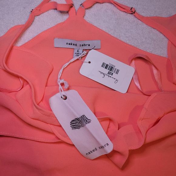 Naked Zebra Coral Halter Neck Style Cross Back Seeveless Top Blouse Womens L NWT - Picture 7 of 7